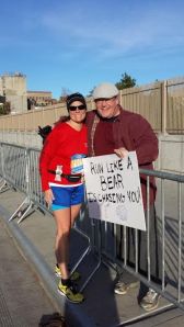Brad came out to cheer us on at mile 20! Great!
